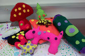 Soft sculptures making, after Yayoi Kusama